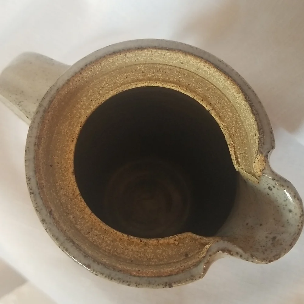Vintage Handcrafted Ceramic Vase with Blue and Brown Accents